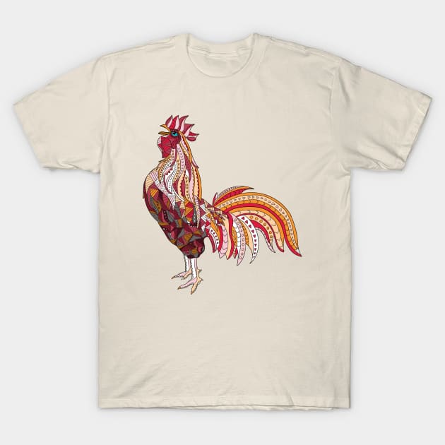 Ethnic Crowing Rooster T-Shirt by Tebscooler